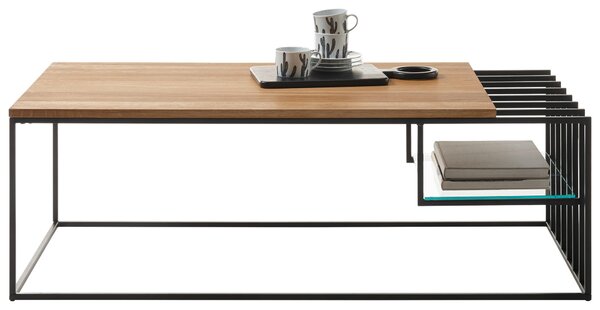 KONFERENČNÝ STOLÍK, čierna, farba duba, drevo, kov, sklo, 120/40/60 cm MID.YOU - Stolíky do obývačky, Online Only