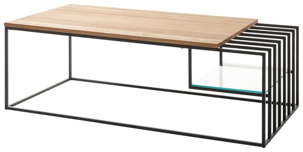 KONFERENČNÝ STOLÍK, čierna, farba duba, drevo, kov, sklo, 120/40/60 cm MID.YOU - Stolíky do obývačky, Online Only
