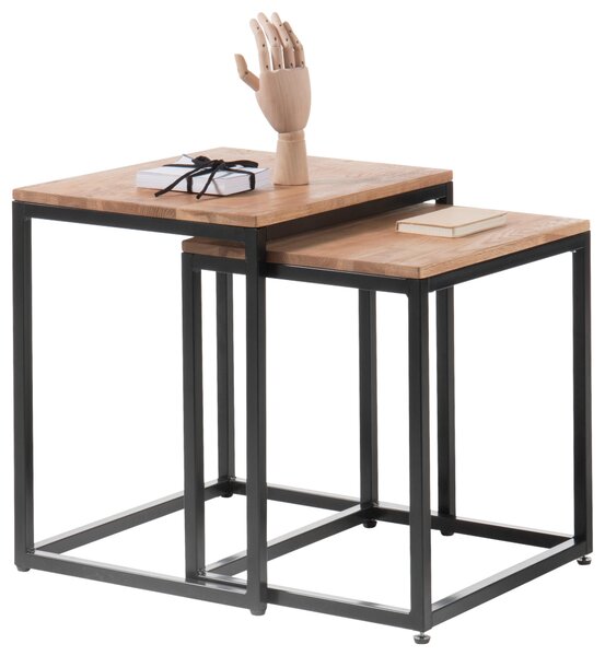 SADA KONFERENČNÝCH STOLÍKOV, čierna, farba duba, drevo, kov, 50/50/40 cm MID.YOU - Stolíky do obývačky, Online Only