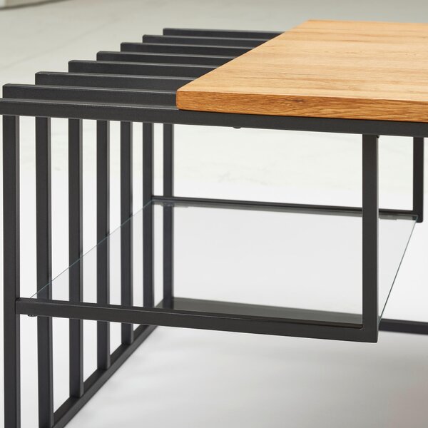 KONFERENČNÝ STOLÍK, čierna, farba duba, drevo, kov, sklo, 120/40/60 cm MID.YOU - Stolíky do obývačky, Online Only