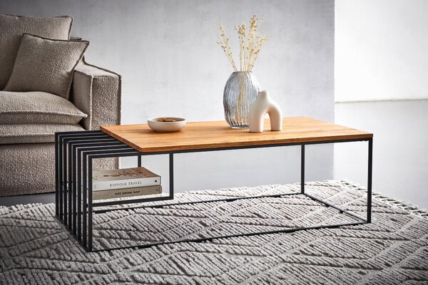 KONFERENČNÝ STOLÍK, čierna, farba duba, drevo, kov, sklo, 120/40/60 cm MID.YOU - Stolíky do obývačky, Online Only
