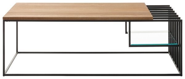 KONFERENČNÝ STOLÍK, čierna, farba duba, drevo, kov, sklo, 120/40/60 cm MID.YOU - Stolíky do obývačky, Online Only