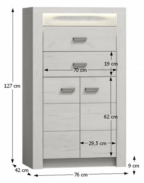 NovýNábytok.sk Komoda Inneas 06 (jaseň biely). Vlastná spoľahlivá doprava až k Vám domov. 788427