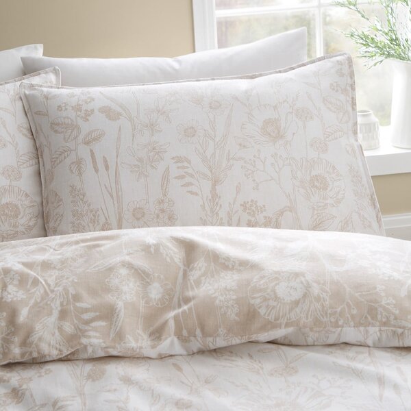 Béžové flanelové obliečky na jednolôžko 135x200 cm Floral Toile – Bianca