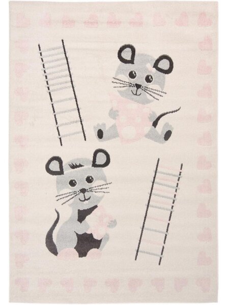 Detský kusový koberec Myšky krémovo ružový 160x220cm