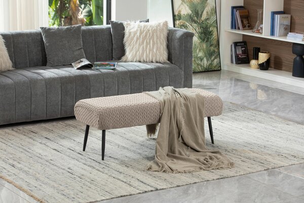 DLHÁ TABURETKA, kov, textil, kompozitné drevo, 110/41/43 cm MID.YOU - Online Only drobný nábytok, Online Only