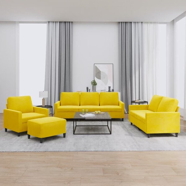 Maison Exclusive – 4-dielna sedacia súprava s vankúšmi, žltý zamat