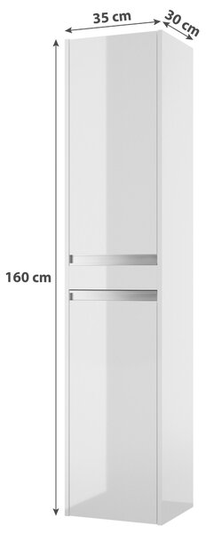 VYSOKÁ SKRINKA, biela, biela, 35/160/30 cm MID.YOU - Kúpeľňové skrinky, Online Only