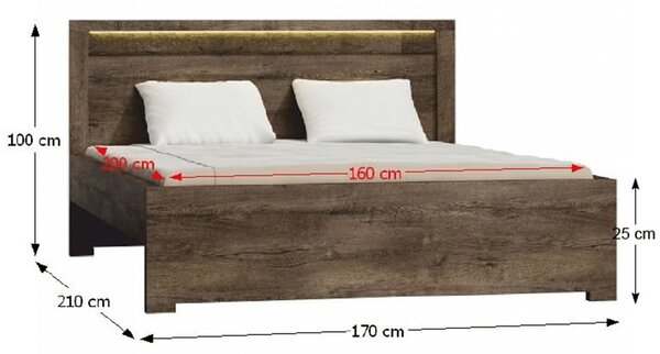 NovýNábytok.sk Manželská posteľ 160 cm Inneas (jaseň tmavý) (s roštom). Vlastná spoľahlivá doprava až k Vám domov. 794547
