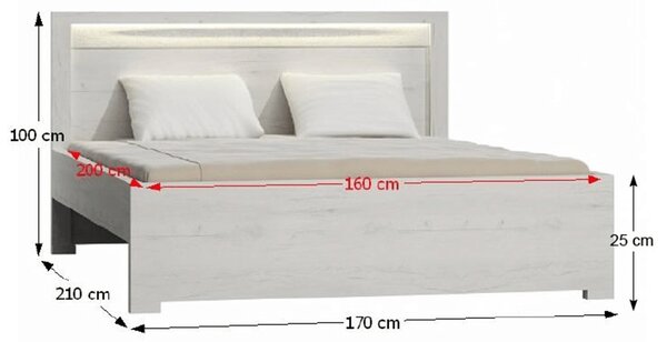 NovýNábytok.sk Manželská posteľ 160 cm Inneas (jaseň biely) (s roštom). Vlastná spoľahlivá doprava až k Vám domov. 794549