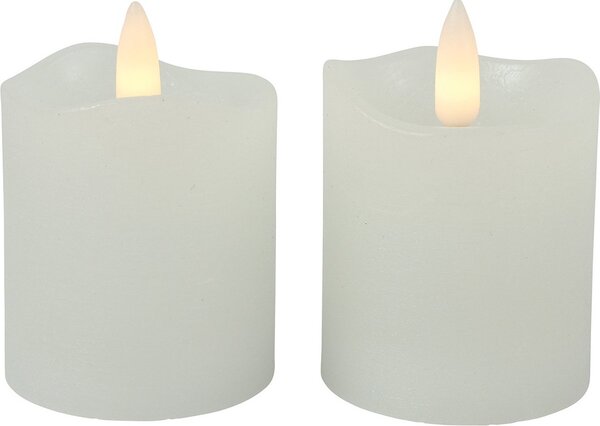 LED stĺpová sviečka LYON 8 cm biela, sada 2 ks