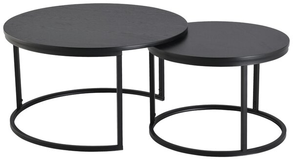 SADA KONFERENČNÝCH STOLÍKOV, čierna, kov, kompozitné drevo, 80/60/45/42/80/60 cm MID.YOU - Stolíky do obývačky, Online Only