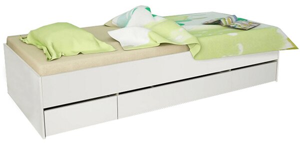 Jednolôžková posteľ 90 cm Matari (biela + biela). Vlastná spoľahlivá doprava až k Vám domov. 794649