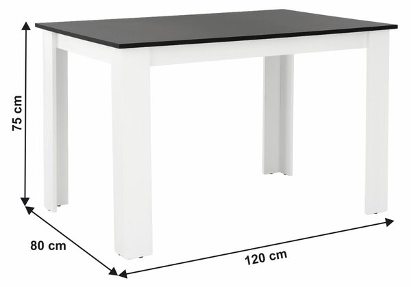 NovýNábytok.sk Jedálenský stôl Plat (obdĺžnik) (pre 4 osoby) (biela + čierna). Vlastná spoľahlivá doprava až k Vám domov. 794792