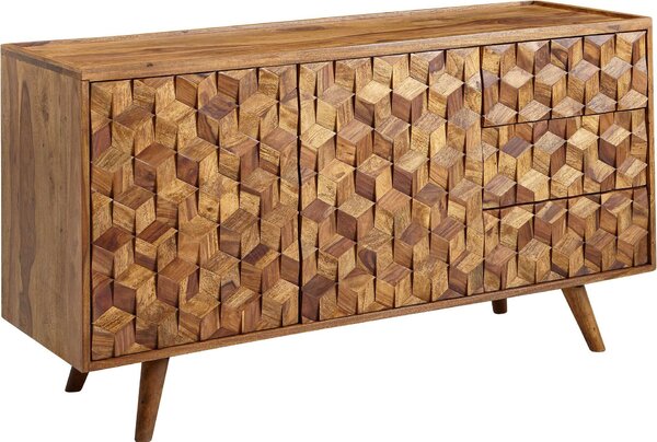 Príborník 138x76x45 cm príborník z masívneho sheeshamového dreva s dvierkami a zásuvkami | Wohnling