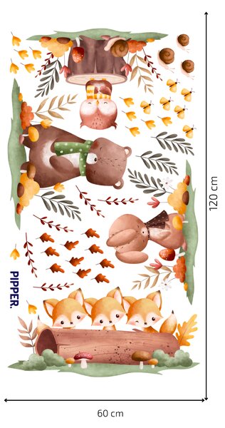 PIPPER. Samolepka na stenu "Jeseň v lese"