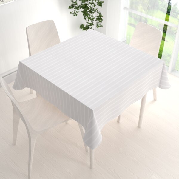 Biante Damaškový štvorcový obrus DM-002 Biely - pásiky 6 a 24 mm 40x40 cm