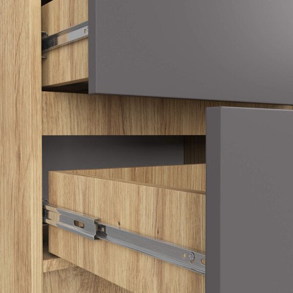 Ak furniture Komoda Kuba 60 cm - 5 zásuviek dub artisan/grafitová