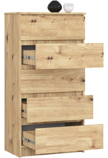 Ak furniture Komoda Kuba 60 cm - 5 zásuviek dub artisan