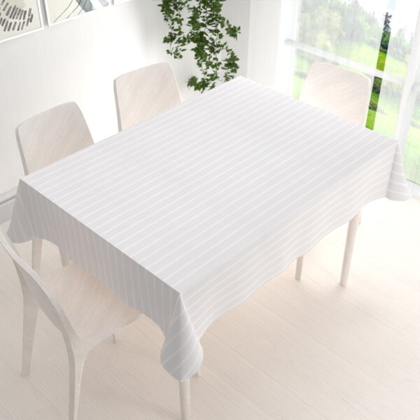 Biante Damaškový obdĺžnikový obrus DM-002 Biely - pásiky 6 a 24 mm 50x100 cm
