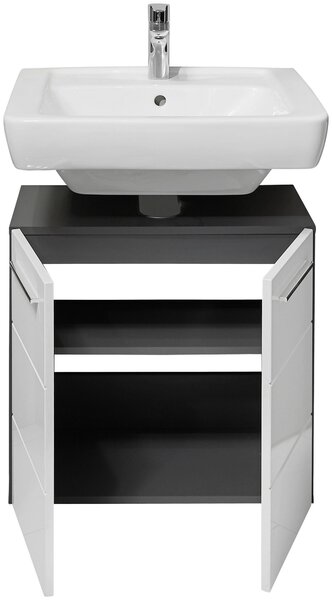 SKRINKA POD UMÝVADLO, biela s vysokým leskom, antracitová, 60/62/31 cm Xora - Kúpeľňové skrinky, Online Only