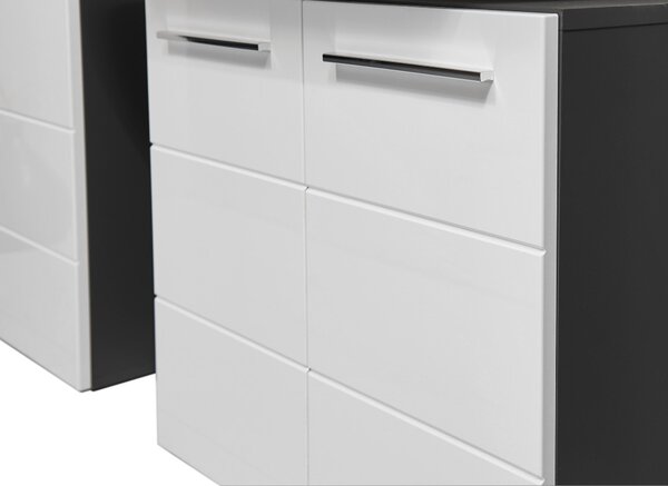 SKRINKA POD UMÝVADLO, biela s vysokým leskom, antracitová, 60/62/31 cm Xora - Kúpeľňové skrinky, Online Only
