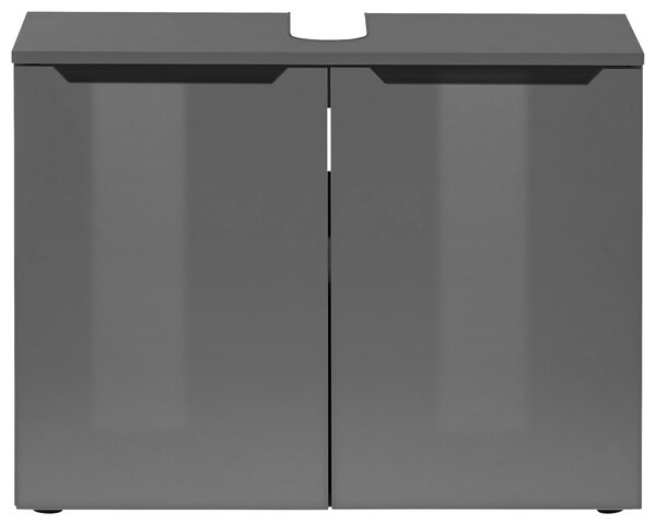 SKRINKA POD UMÝVADLO, čierna, antracitová s vysokým leskom, antracitová, 80/60/35 cm home24 - Kúpeľňové skrinky, Online Only