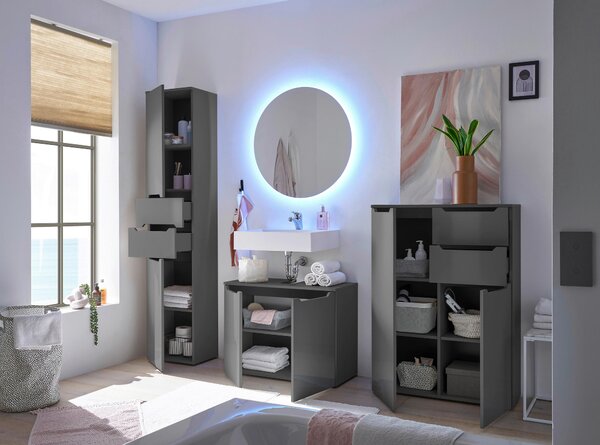SKRINKA POD UMÝVADLO, čierna, antracitová s vysokým leskom, antracitová, 80/60/35 cm home24 - Kúpeľňové skrinky, Online Only