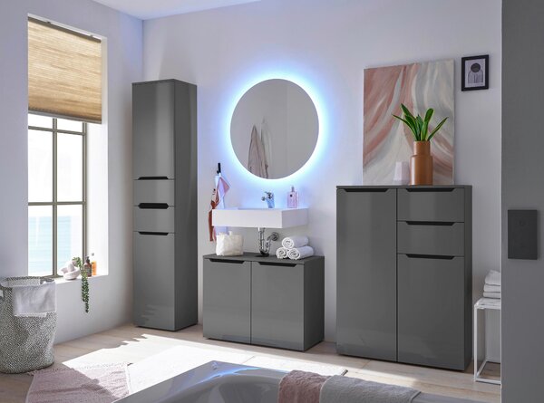 SKRINKA POD UMÝVADLO, čierna, antracitová s vysokým leskom, antracitová, 80/60/35 cm home24 - Kúpeľňové skrinky, Online Only