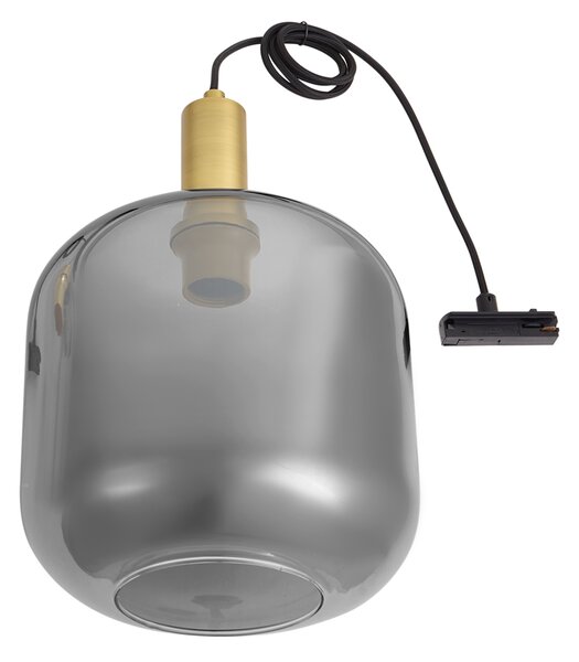Dizajnová závesná lampa mosadzná s dymovým sklom pre 1-fázový koľajnicový systém - Iconic Zuzanna