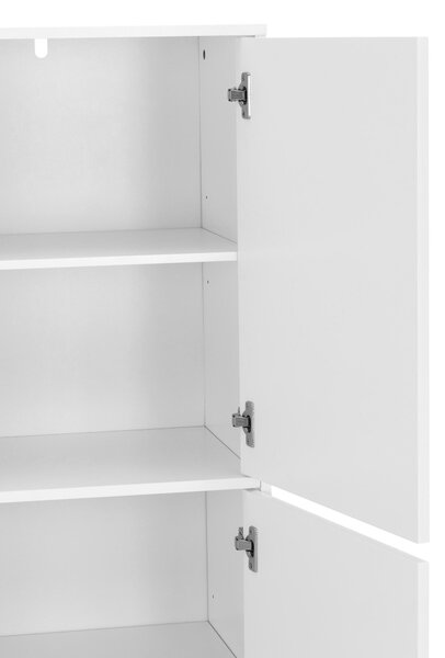 VYSOKÁ KOMODA, kaučukové drevo, biela, 100/149/40 cm MID.YOU - Skrine, Online Only