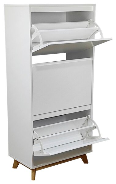 VÝKLOPNÁ SKRINKA NA TOPÁNKY, prírodná farba, biela, kaučukové drevo, 60/128/34 cm Xora - Online Only drobný nábytok, Online Only