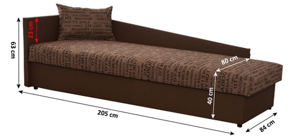 NovýNábytok.sk Jednolôžková posteľ (váľanda) 80 cm Jeannine (hnedá) (s úl. priestorom) (L). Vlastná spoľahlivá doprava až k Vám domov. 808545
