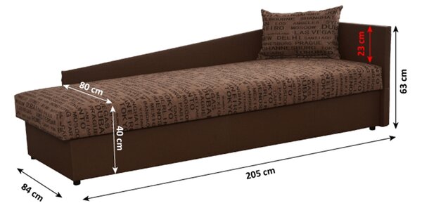 NovýNábytok.sk Jednolôžková posteľ (váľanda) 80 cm Jeannine (hnedá) (s úl. priestorom) (P). Vlastná spoľahlivá doprava až k Vám domov. 808546