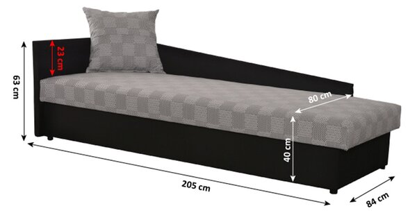 NovýNábytok.sk Jednolôžková posteľ (váľanda) 80 cm Jeannine (sivá + čierna) (s úl. priestorom) (L). Vlastná spoľahlivá doprava až k Vám domov. 808547