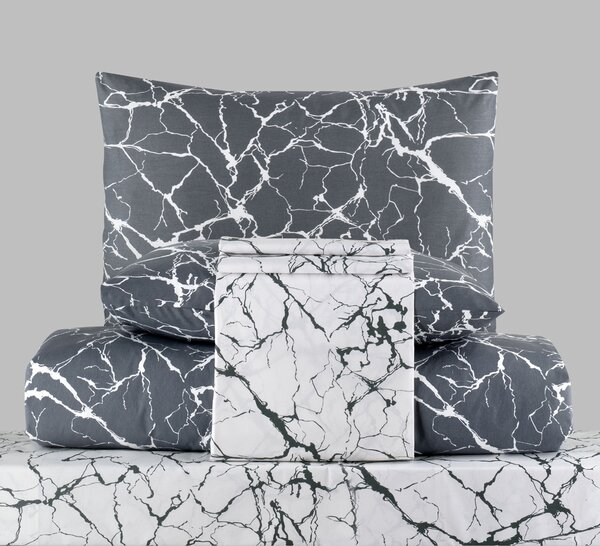 Obliečky bavlnené Mramor deluxe TiaHome - 1x Vankúš 90x70cm, 1x Paplón 140x200cm