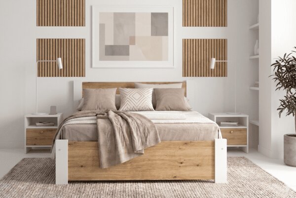 Posteľ DEA s roštom | 90 x 200 cm Farba: Biela / dub sonoma