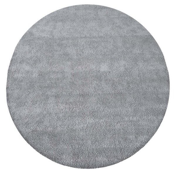 Jednofarebný okrúhly koberec v sivej farbe 133X133