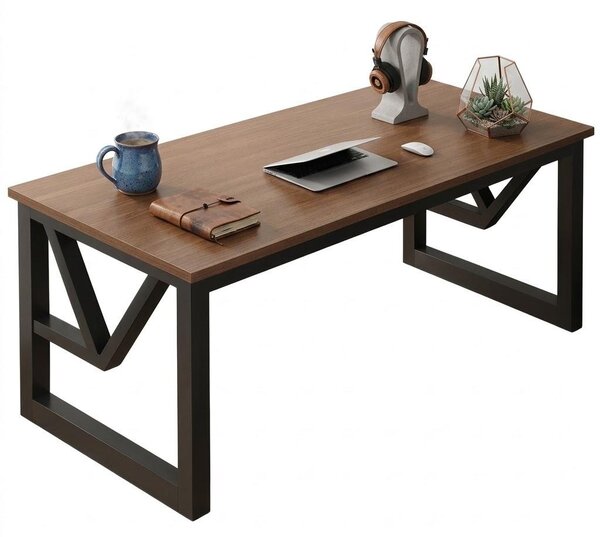 Moderný Herný Stôl S Policou Tmavý Buk Loft Industrial 120 Cm