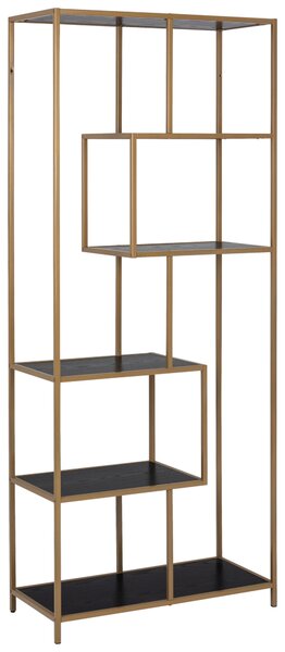 REGÁL, čierna, zlatá, oceľ, 77/185/35 cm Xora - Online Only drobný nábytok, Online Only