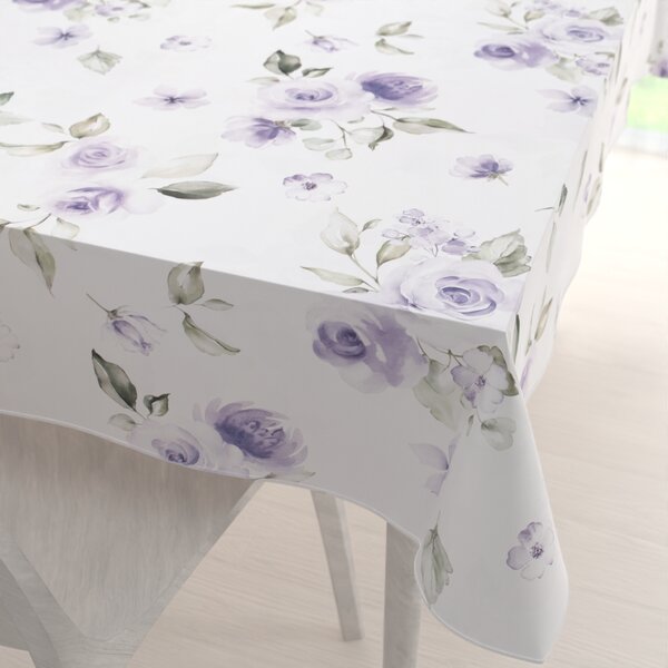 Biante Teflónový obdĺžnikový obrus TF-024 Fialové ruže na bielom 50x100 cm