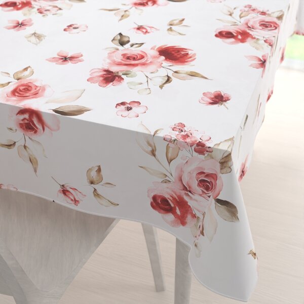 Biante Teflónový obdĺžnikový obrus TF-023 Červené ruže na bielom 50x100 cm