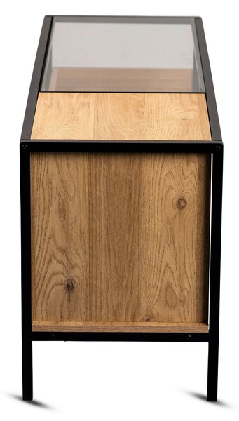 KONZOLOVÝ STOLÍK, čierna, farba duba, kov, sklo, kompozitné drevo, 100/40/75 cm Xora - Online Only obývacie izby, Online Only