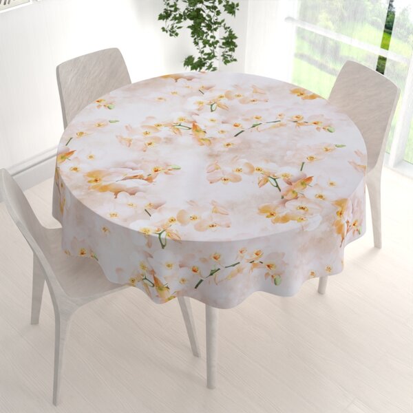 Biante Teflónový okrúhly obrus TF-045 Orchidey na béžovom Ø 60 cm