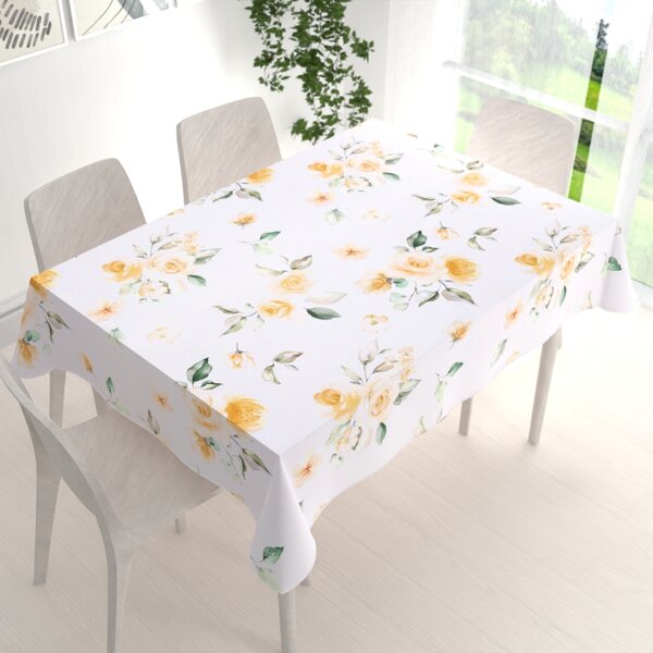 Biante Teflónový obdĺžnikový obrus TF-043 Žlté ruže na bielom 50x100 cm