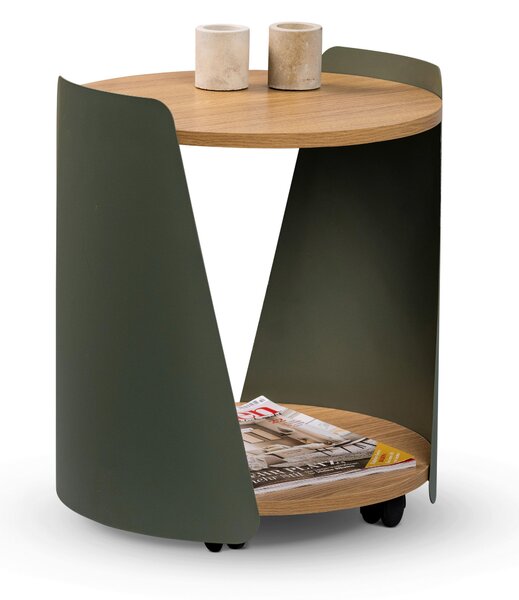 KONFERENČNÝ STOLÍK, zelená, farba duba, kov, kompozitné drevo, 40/40/48 cm Xora - Stolíky do obývačky, Online Only
