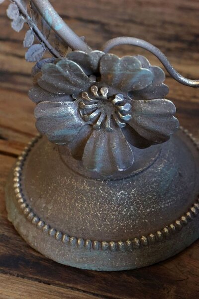 Mocca starý francúzsky svietnik s kvetmi Charm Antique - 35*11*41 cm - Chic Antique