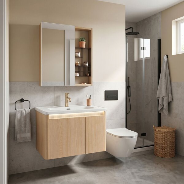 Súprava kúpeľňového nábytku s umývadlom Sora DE07-70 Oak 70CM