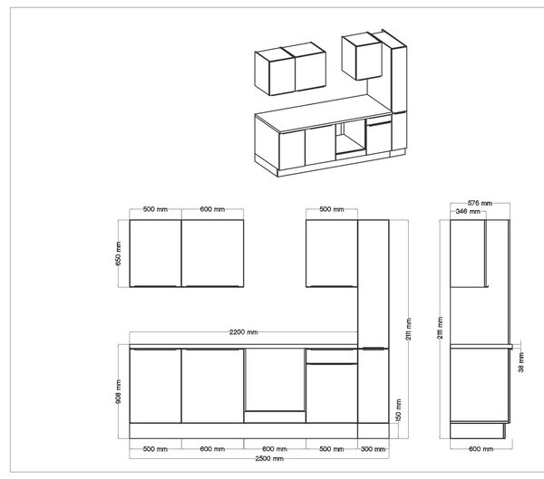 KUCHYNSKÝ BLOK 250/211/60 cm Respekta - Online Only kuchyne, Online Only