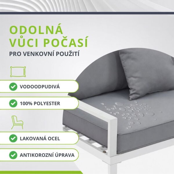 Záhradná sedacia súprava pre 4 osoby so stolom, biela